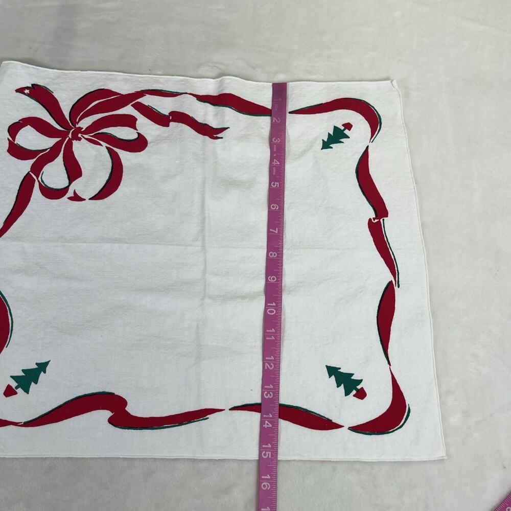 8 Vintage Christmas Napkins Big Bow Christmas Tree Green & Red Benefits Charity - Picture 8 of 8
